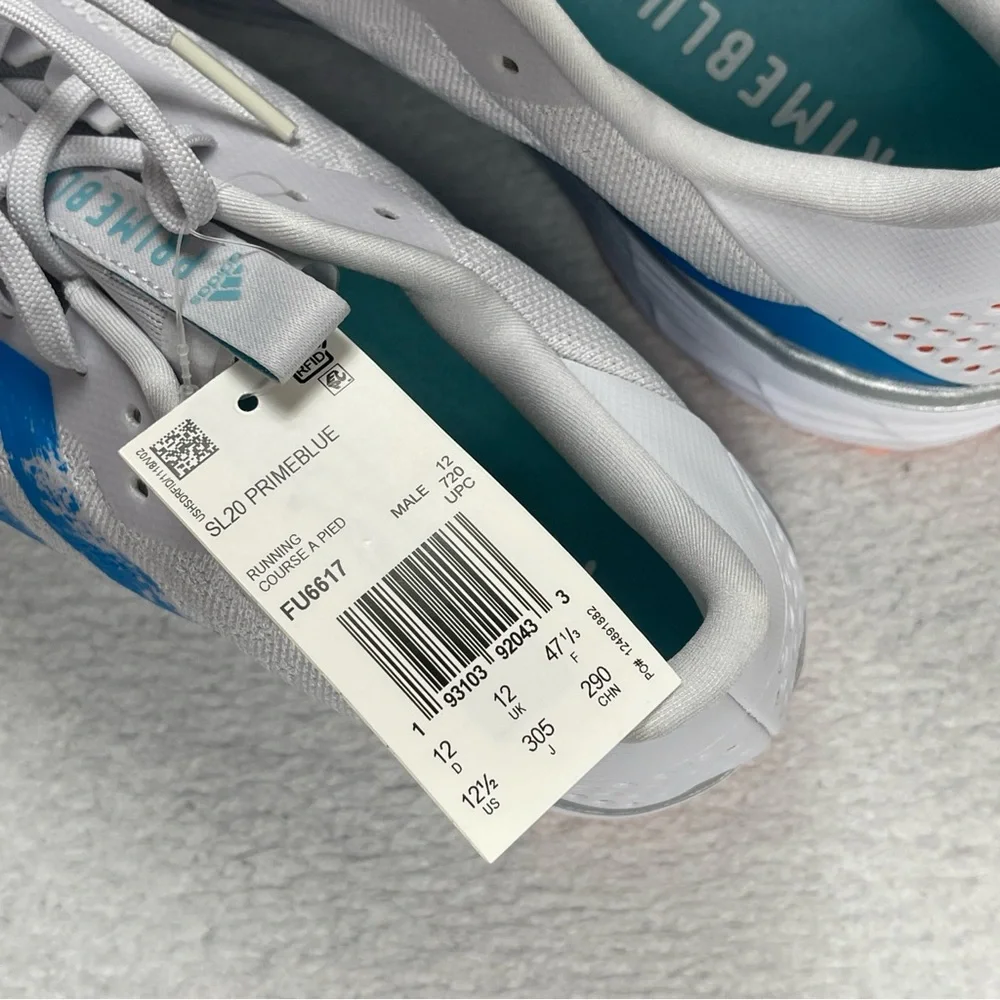 Adidas SL20 Primeblue Running Shoes Mens 12.5 White‎ Blue FU6617 Lightstrike